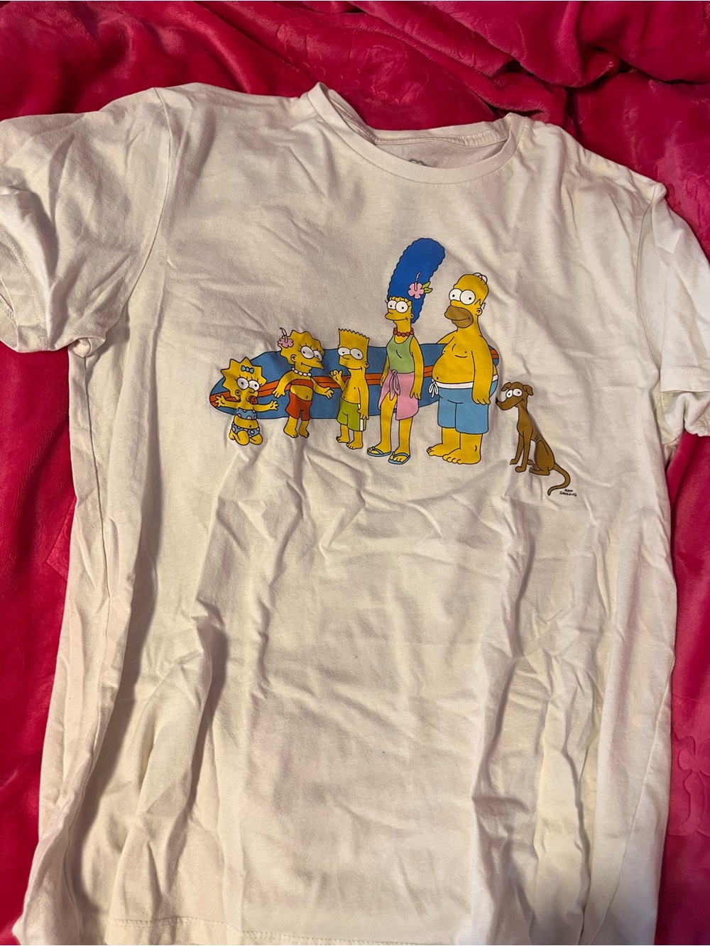 White The Simpsons Family Graphic Tee - Classic Cartoon Crew Neck